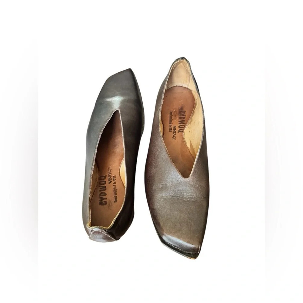 Cydwoq Brown Leather Square Toe Slip On Shoe Size 36